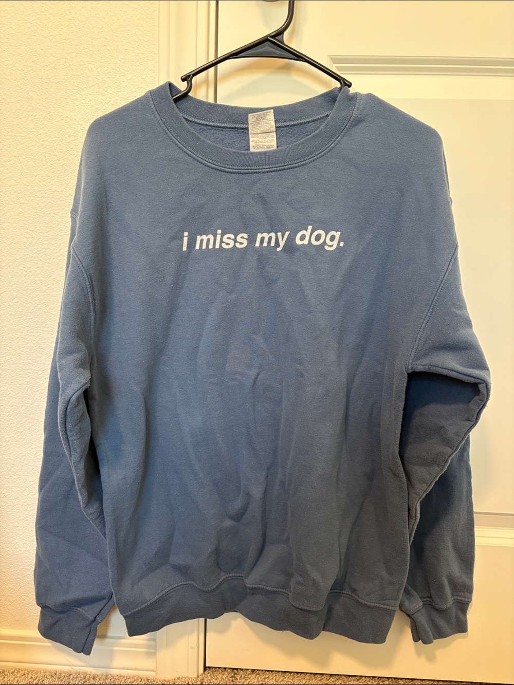 Gildan Light Blue “i miss my dog.” Crewneck Sweatshirt